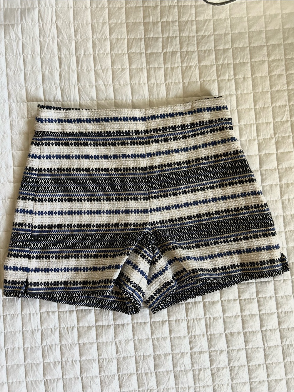 GAP Navy and Cream Striped High-Waist Women's Shorts